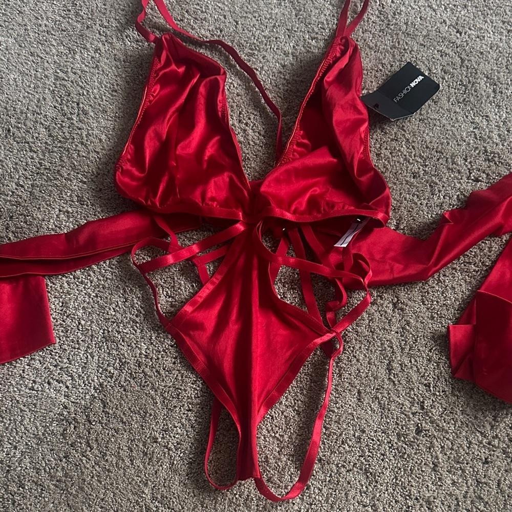 Fashion Nova Red Strappy lingerie